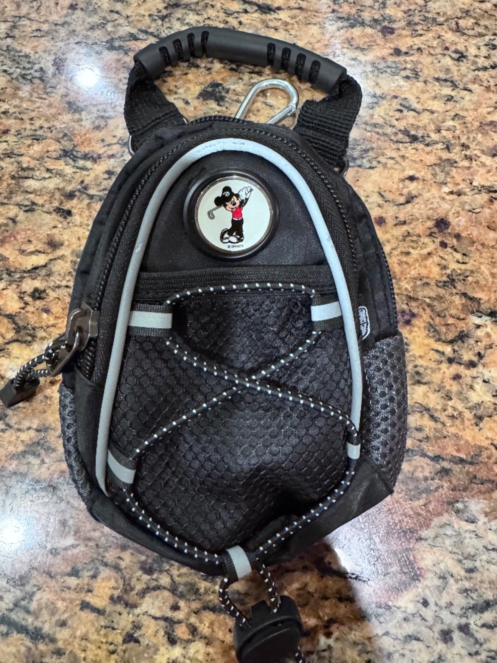 GOLFING Mickey Mouse - Disney - Mini Backpack Pouch Black Belt loop -